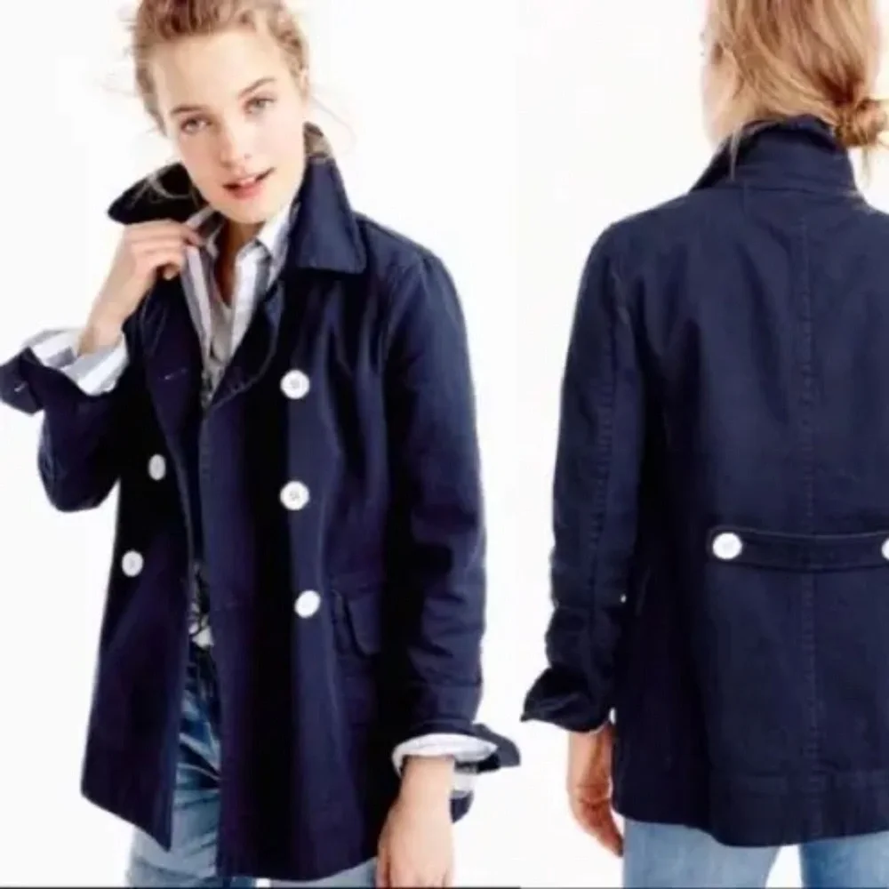 Women's‎ J.Crew Peacoat in Heavyweight Cotton | Color: Blue | Size: 4 - Picture 2 of 14